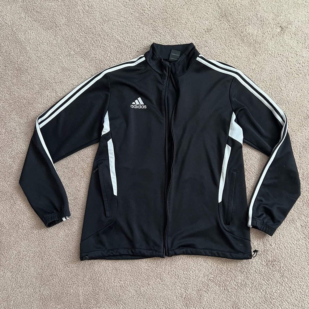 Adidas Large  Men's Black and White Windbreaker Jacket
